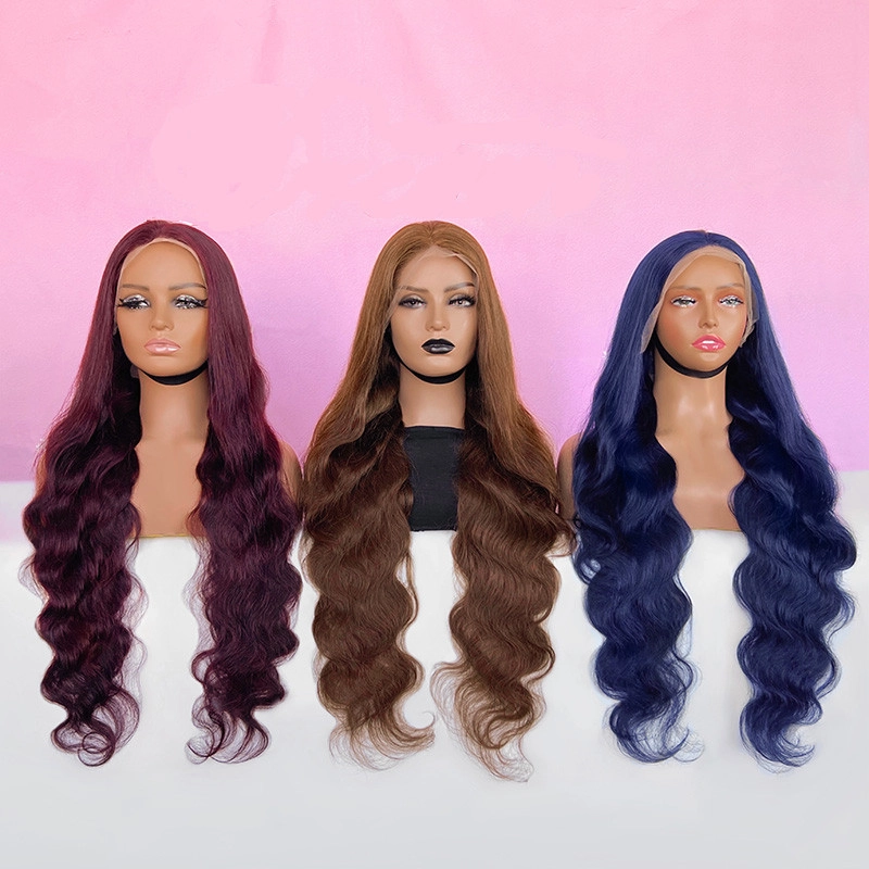 30inch Pre Colored Human Hair 13x6 Lace Frontal Wigs Body Wave